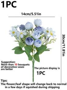 1/3pcs Silk Peony, Rose, Chrysanthemum Artificial Flower Bouquet, Bridal Bouquet, Wedding Decoration, DIY Wreath, Home Decor, Restaurant, Bedroom, Vase Decor, Birthday Party, New Year Gift, Graduation, Autumn Decor, Back To School Room Decor, Study Supplies - Blue - View 2