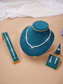 5 szt./zestaw Europa i Ameryka w kształcie V Cyrkonia Udekorowany Zestaw biżuterii Dla kobiet , Odpowiedni Na ślub , Urodziny , Festiwal , Codzienny Impreza - Srebro - Zobacz 6