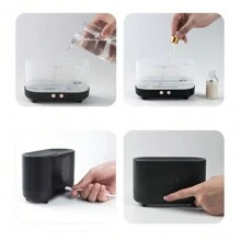 Nuvens chama Umidificador De Ar Difusor De Aroma Aromaterapia 200 Ml USB Ultrasonic Óleo Essencial Quarto Fragrância - Preto e Branco - Visão 3