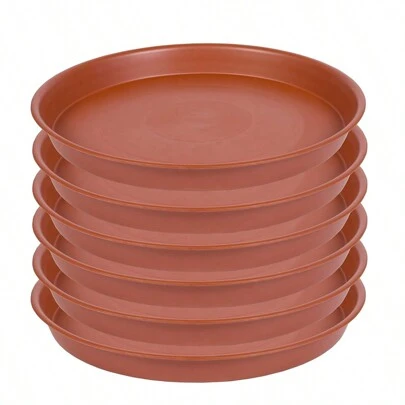 6 件装植物托盘，4 6 8 10 12 英寸耐用植物托盘花盆托盘圆形托盘适用于室内和室外，植物容器配件