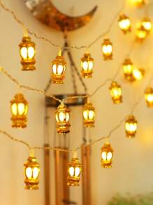 1 pièce Guirlande lumineuse dorée pour décoration domestique de 1,5 m/3 m. Lampe à huile décorative d'intérieur à piles, sous forme de lanternes, pour la décoration de la chambre, du mur, des mariages, des fêtes d'anniversaire, des tables à manger