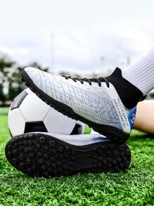 男女皆可使用專業高筒足球鞋,鞋底釘子,適用於人造草皮,防滑設計,適用於戶外訓練和比賽。 - 白色 - 查看 3