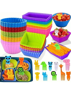 12قطعة/50قطعة، موزعات صندوق الغداء السيليكون، ملحقات صندوق الغداء Bento مع أعواد الطعام، أوعية الغداء المدرسي