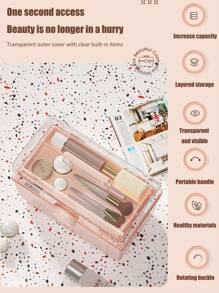 Stackable Cosmetic Storage Organizer Plastic Storage Secure Latching Buckles Easily Sort Make-Up Jewelry & Hair Accessories Medicine Cabinets Pantry - Pink - View 4