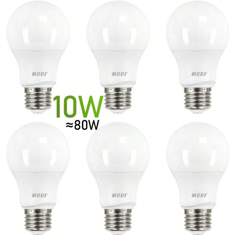 6Piezas de Bombilla LED A19 , 10W eficientes, equivalente a 80 W, 6500 K, 850 lúmenes, esmerilada, no regulable, bombilla Led con certificación UL - Blanco - Ver 1