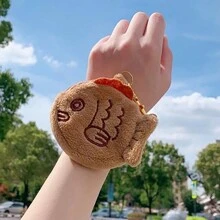 1 件女士迷你便携式毛绒收纳袋，带有可爱的鱼图案和拉链封口，轻巧的腕包，情侣礼物，个性化和有趣的龙虾扣零钱包钥匙扣，有趣的装饰礼物，适合送给母亲、女性、姐妹、最好的朋友 - 棕色 - 查看 7