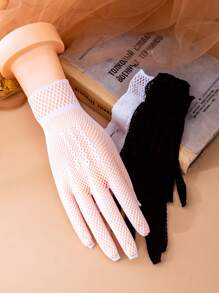 1 Pair Women Lace Gloves, Sexy Short Lace Fingerless Gloves With Floral Lace Trim, Suitable For Driving, Riding, Wedding In Spring/Summer - Fishnet Gloves - View 8