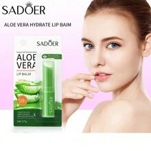 SADOER 芦荟保湿润唇膏保湿滋养清爽润唇膏唇部护理清新滋润防止开裂修复唇部温和不刺激 - 白色 - 查看 4