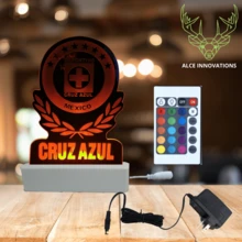 Lámpara de Equipo Cruz Azul Futbol 3D Multicolor con Control de Acrílico - Blanco - Ver 4
