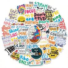 50入組啟發性文字貼紙,用於願景板,英文diy拼貼材料,學生學習標籤貼紙附有小圖形 - 彩色 - 查看 1