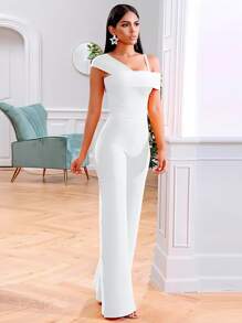 Fashion Fitted Asymmetrical Palazzo - White - View 2