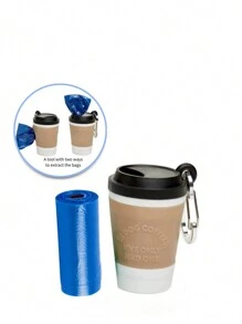 1 Set Creative Coffee Cup-Shaped Pet Waste Bag Dispenser Portable Pet Garbage Bag Storage Container - 咖啡棕 - 查看 5
