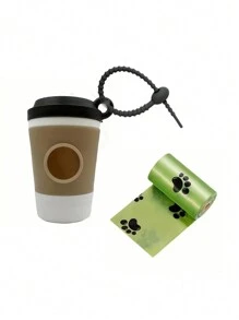 1 Set Creative Coffee Cup-Shaped Pet Waste Bag Dispenser Portable Pet Garbage Bag Storage Container - 咖啡棕 - 查看 1
