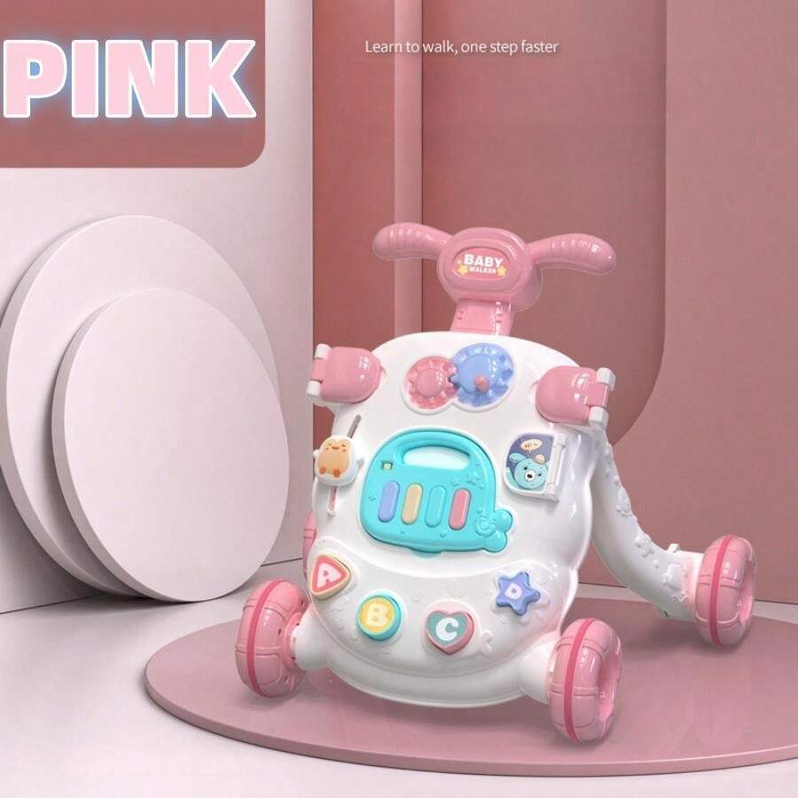 嬰兒行走推車幼兒手推玩具,多功能帶有防o腿和防翻滾設計,情人節、新年、婚禮遊戲、生日等完美禮物 - 粉色 - 查看 1