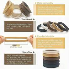 100 Pcs Ligas Elásticas Para Cabello Scrunchies Pare Mujer accesorios,Bandas Liga Elásticas Coloridas - Caqui - Ver 5