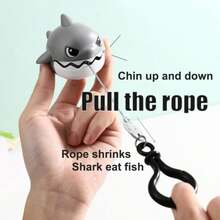 拉繩鯊魚汽車鑰匙扣,大魚吃小魚創意玩具掛飾情侶禮物汽車鑰匙扣 - 粉色 - 查看 7