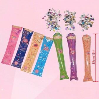 1/5 件庆典烟花棒，手持式惊喜五彩纸屑炮，使用充气烟花发射器增强您的节日派对气氛，适用于情人节、圣诞节、新年、生日、婚礼、派对等场合，圣诞节