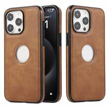 Luxury Leather Business Phone Case Compatible With Iphone 15 14 13 12 11 Pro Max XS XR X SE 7 8 Plus With [LOGO VIEW WINDOW] Ultra Slim Shockproof Cover-Brown