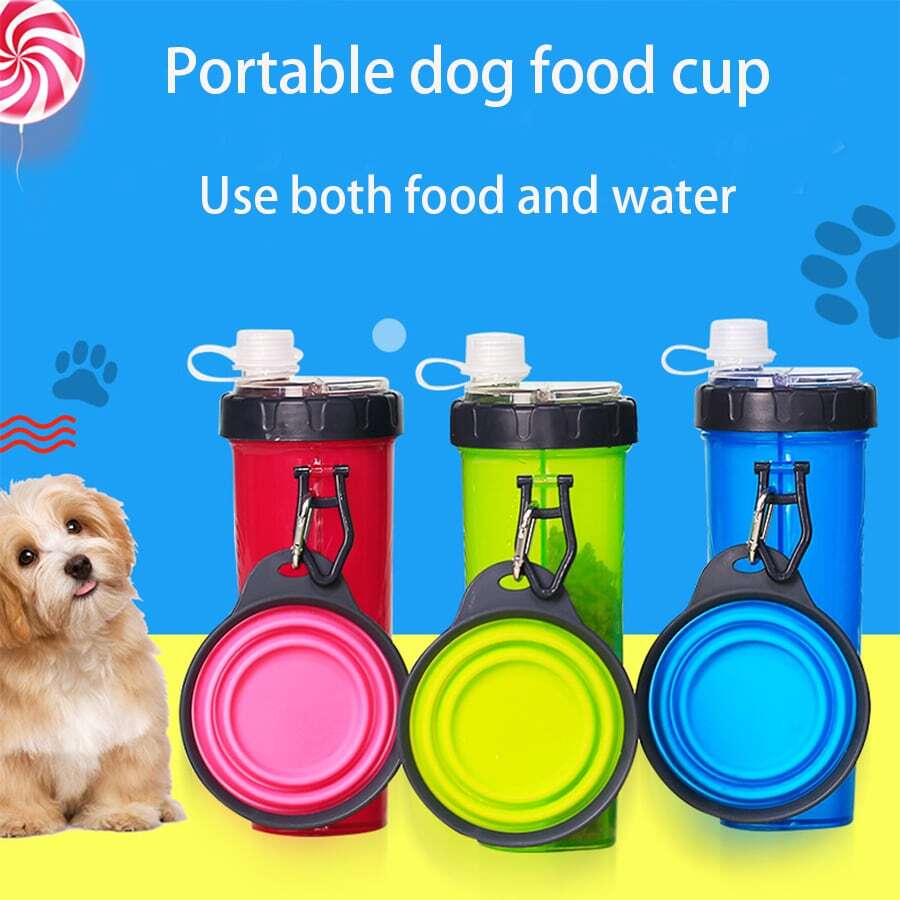 1set Pet Water And Food Cup For Outdoor Activities, Dog Feeder For Travel, Portable Pet Food And