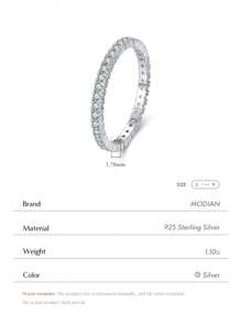 MODIAN 925純銀經典閃耀婚禮訂婚承諾新娘戒指女士珠寶禮物 - 銀色 - 查看 4