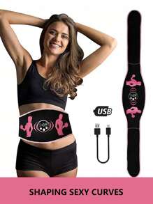 AXH USB Rechargeable Abs Stimulator Belt - Muscle Toning Trainer, Unisex Abdominal Muscle Exerciser, Abdominal Massage Device - Black - Black - View 4