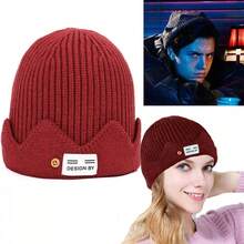 Riverdale Jughead Jones Cosplay Beanie Crown Knit Hat,Riverdale Jughead Jones Cosplay Gorro Corona Sombrero Tejido,Gorro deportivo y cálido de punto. - Burdeos - Ver 2