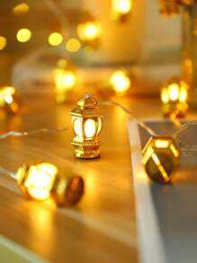 1 pièce Guirlande lumineuse dorée pour décoration domestique de 1,5 m/3 m. Lampe à huile décorative d'intérieur à piles, sous forme de lanternes, pour la décoration de la chambre, du mur, des mariages, des fêtes d'anniversaire, des tables à manger