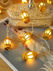1 pièce Guirlande lumineuse dorée pour décoration domestique de 1,5 m/3 m. Lampe à huile décorative d'intérieur à piles, sous forme de lanternes, pour la décoration de la chambre, du mur, des mariages, des fêtes d'anniversaire, des tables à manger