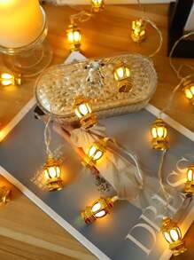 1 pièce Guirlande lumineuse dorée pour décoration domestique de 1,5 m/3 m. Lampe à huile décorative d'intérieur à piles, sous forme de lanternes, pour la décoration de la chambre, du mur, des mariages, des fêtes d'anniversaire, des tables à manger