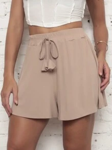 Women Shorts - 米色 - 查看 5