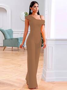 Fashion Fitted Asymmetrical Palazzo - 棕色 - 查看 2