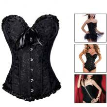 Corset Victoriano Al Busto 12 Varillas Y 6 Corchetes Abdomen,Negro, blanco, corsé palacio, adelgazante. - Negro - Ver 2