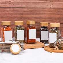 1/12/24/36 Pieces Of Glass Spice Jars With Bamboo Lids, 4 Oz Glass Jars, With Simple Country Style Spice Label Stickers, Foldable Funnels, Suitable For Spice Storage Bottles On Spice Racks, Cabinets, And Drawers,Glass Jars,Pot - Bamboo Lid 120ml + 2 Label Papers + Funnel + Cleaning Brush + Pen - View 8