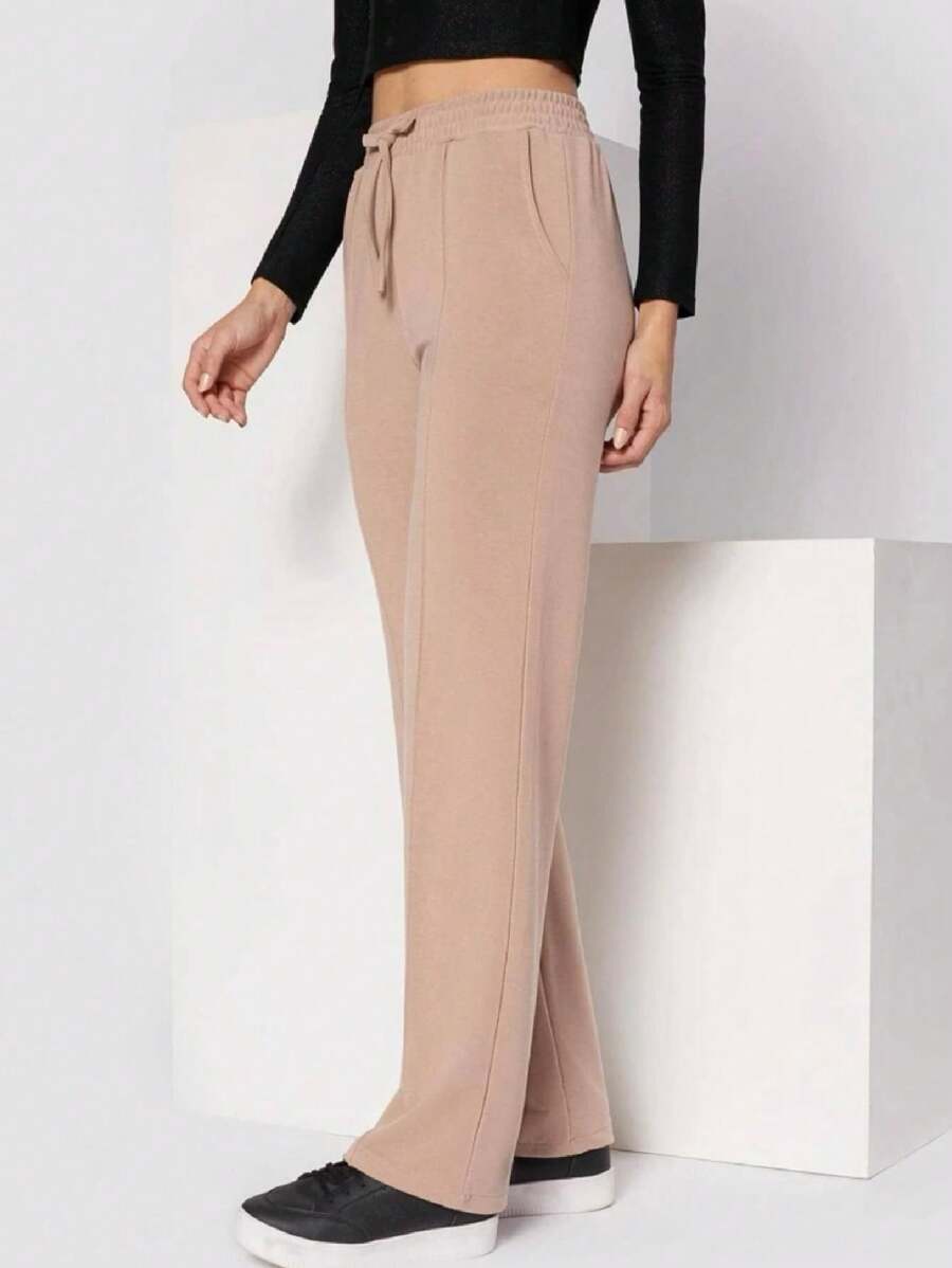 Women Pants - 卡其色 - 查看 1