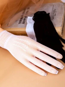 1 Pair Women Lace Gloves, Sexy Short Lace Fingerless Gloves With Floral Lace Trim, Suitable For Driving, Riding, Wedding In Spring/Summer - Fishnet Gloves - View 7