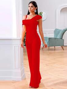 Fashion Fitted Asymmetrical Palazzo - 紅色 - 查看 3