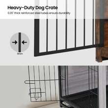 HaluPeit Dog Cage Furniture, Dog Box, 2 Doors, Modern Dog House For Small/Medium/Large Dogs Up To 100 Kg, Side Table, Dog House For Home, 60 X 100 X 68 Cm - 鏽棕色 - 查看 6
