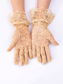 1 đôi găng tay ren nữ, găng tay hở ngón thoáng khí, viền hoa gợi cảm, thích hợp cho lái xe, đi xe máy, đám cưới, mùa xuân/hè. - Găng tay - Xem 4