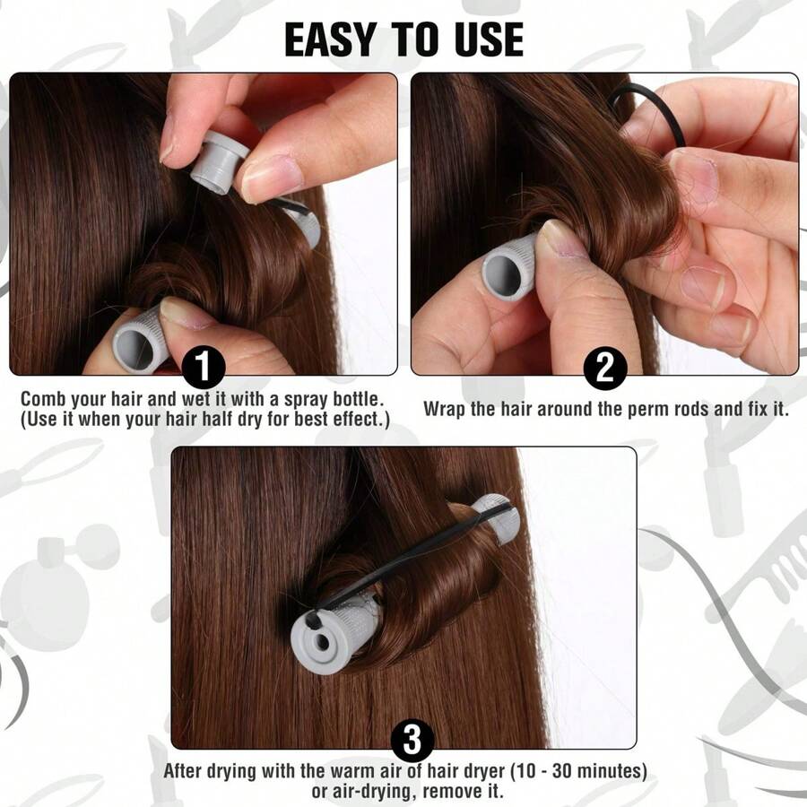 30pcs 0.59inch(1.5cm) Small Curls Cold Wave Rod Hair Perm Rods Hair