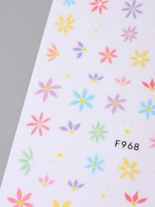 2pcs Flower Nail Stickers Decals Simple Pink Blue Colorful Flowers 3D Nail Art Adhesive Sliders Decorations Manicure DIY - Multicolor - View 4