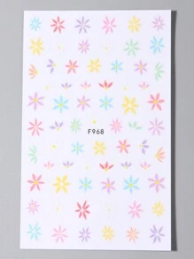 2pcs Flower Nail Stickers Decals Simple Pink Blue Colorful Flowers 3D Nail Art Adhesive Sliders Decorations Manicure DIY - Multicolor - View 5