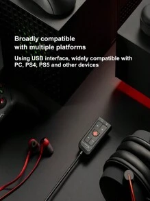 HyperX DSP 7.1 Surround Sound Card Remote Control Built-In DPS For PC Laptop PS4 Headset USB Sound Card - Black - View 5