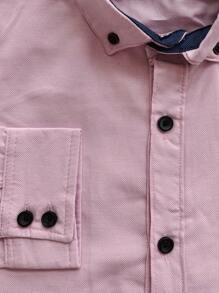 Camisa Manga Larga Slim Fit Para Hombre Textura - Rosa - Ver 4