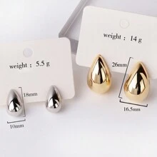 Gold Silver Color Smooth Surface Water Droplets 18k Stud Earrings For Women Fine Jewelry Minimalist Accessories - Gold - View 3