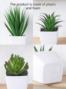 1 件/3 件套人造多肉迷你盆栽植物 - 适用于商店、家庭、客厅、卧室、浴室、书桌装饰 - 白綠色 - 查看 6