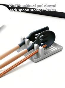 1入創意廚房刮刀架，灰色ABS塑料防滑勺子筷子刀具架，蓋子架，廚房檯面緩衝枕，用於分類和存放勺子、筷子、夾子、刀、蓋子和其他廚房用具。露營 - 灰色 - 查看 1