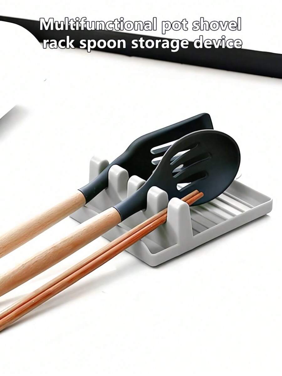 1入創意廚房刮刀架，灰色ABS塑料防滑勺子筷子刀具架，蓋子架，廚房檯面緩衝枕，用於分類和存放勺子、筷子、夾子、刀、蓋子和其他廚房用具。露營 - 灰色 - 查看 1