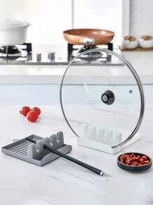 1入創意廚房刮刀架，灰色ABS塑料防滑勺子筷子刀具架，蓋子架，廚房檯面緩衝枕，用於分類和存放勺子、筷子、夾子、刀、蓋子和其他廚房用具。露營 - 灰色 - 查看 4