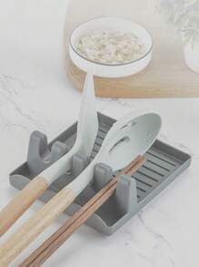 1入創意廚房刮刀架，灰色ABS塑料防滑勺子筷子刀具架，蓋子架，廚房檯面緩衝枕，用於分類和存放勺子、筷子、夾子、刀、蓋子和其他廚房用具。露營 - 灰色 - 查看 3