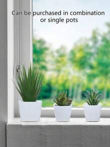 1 件/3 件套人造多肉迷你盆栽植物 - 适用于商店、家庭、客厅、卧室、浴室、书桌装饰 - 白綠色 - 查看 7